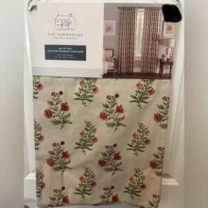 New Rachel Ashwell Cotton Floral Block Print Embroidered Drapes 50x96 Set of 2